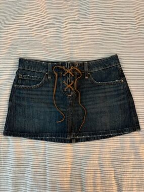 Denim Lace-Up Mini Skirt - Hollister